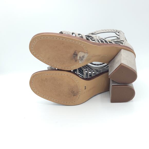 VINCE CAMUTO gray Kestal Leather Heeled Gladiator Sandal women's size 9 - Picture 5 of 10